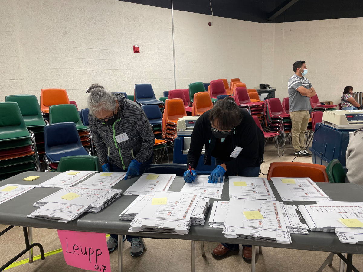 Navajo Nation primary election recount in Window Rock, Arizona, in September 2022.