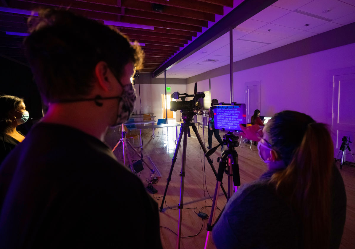 Makeshift studio at the Phoenix Indian School Visitor Center.